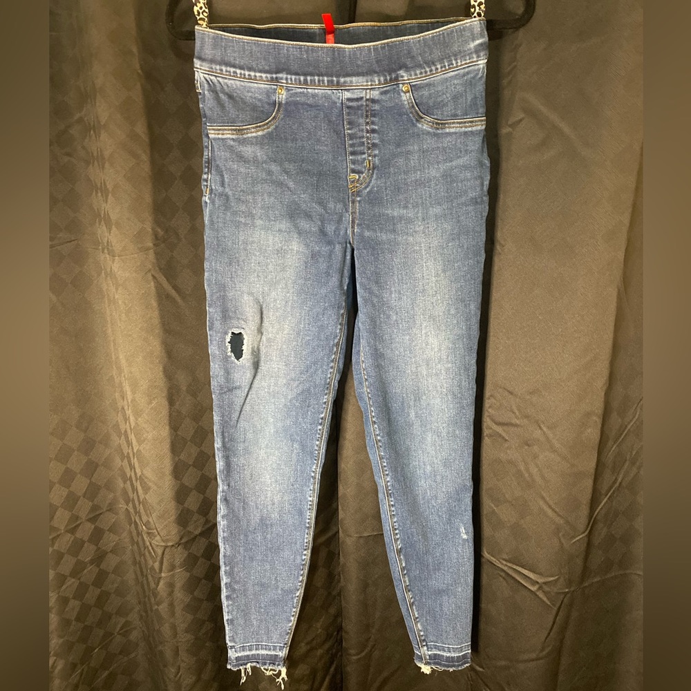Spanx distressed skinny jeans